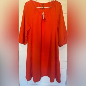Anthropologie orange a-line cotton dress, size medium, knee length